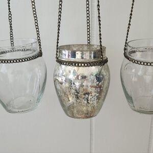 Anthropologie Silver and Clear Glass Lanterns